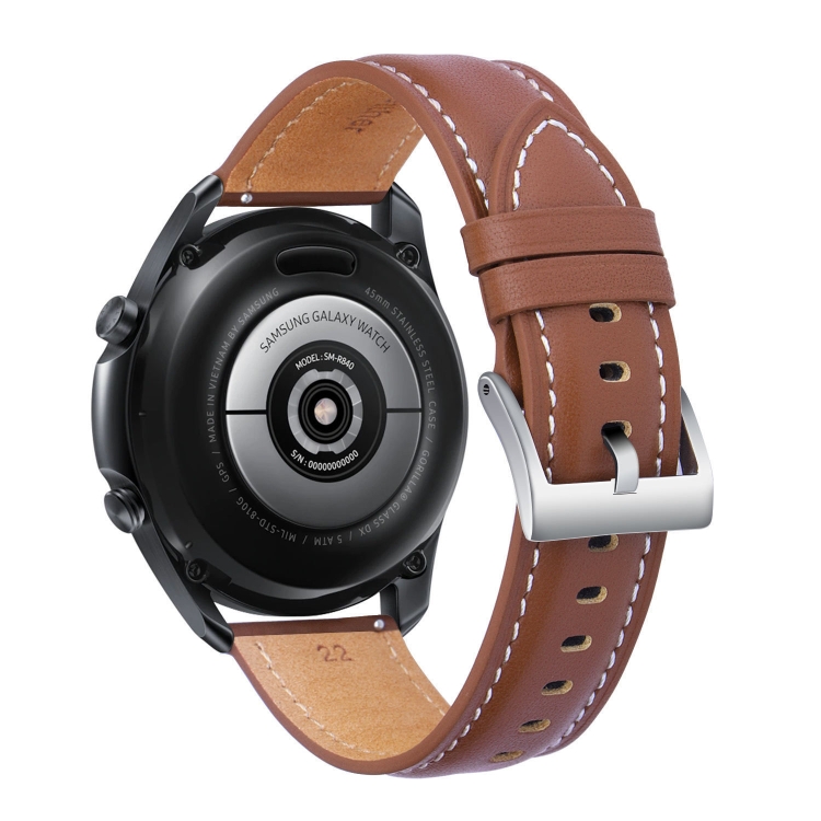 22mm Universal Pointed Tail Leather Watch Band(Brown) - 1