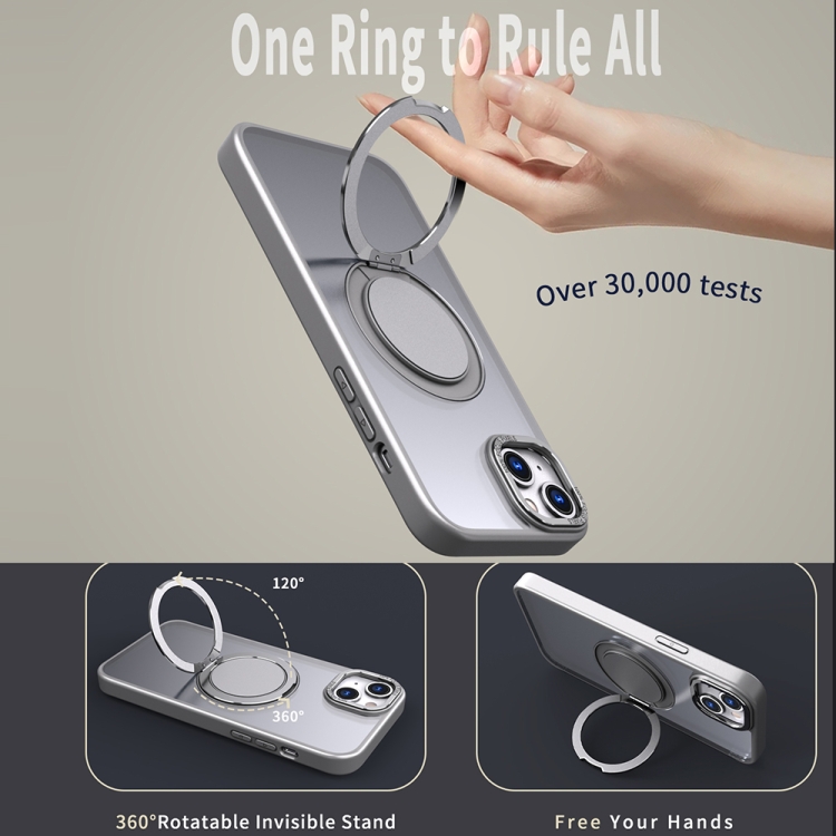 For iPhone 14 Plus 360-degree Rotating MagSafe Magnetic Holder Phone Case(Titanium Grey) For iPhone 14 Plus 360-degree Rotating MagSafe Magnetic Holder Phone Case(Titanium Grey)
