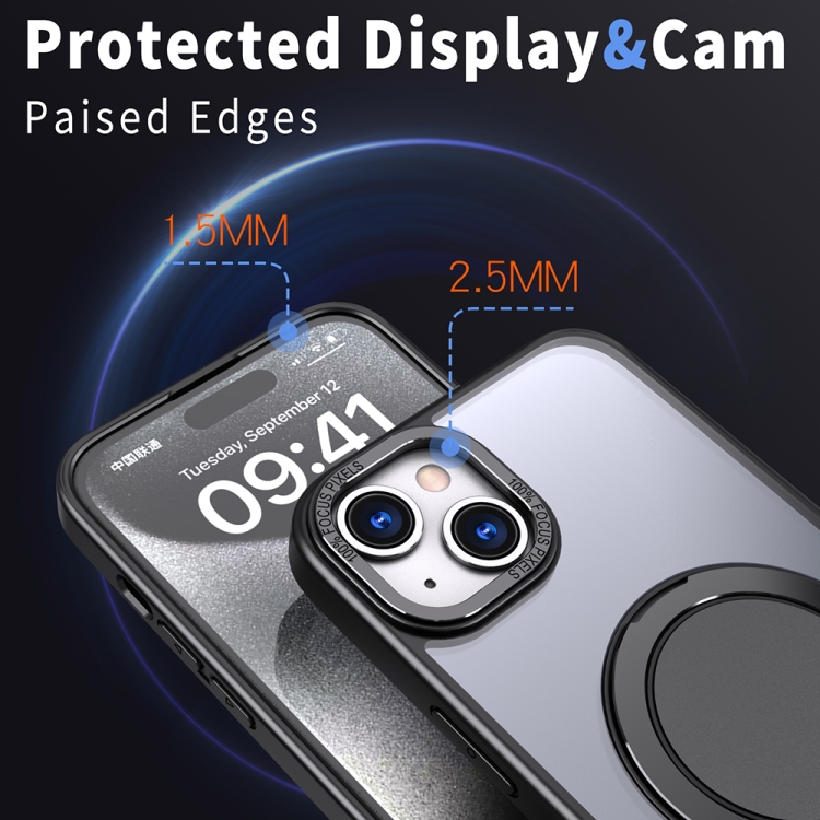 For iPhone 15 Plus 360-degree Rotating MagSafe Magnetic Holder Phone Case(Black) For iPhone 15 Plus 360-degree Rotating MagSafe Magnetic Holder Phone Case(Black)