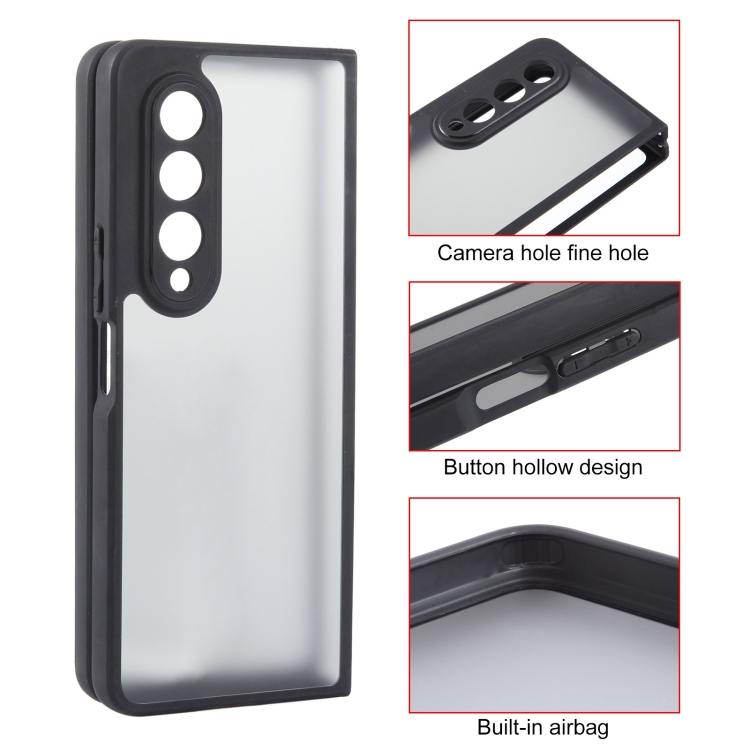 For Samsung Galaxy Z Fold4 Matte Black TPU + PC Phone Case
