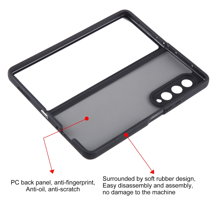 For Samsung Galaxy Z Fold4 Matte Black TPU + PC Phone Case