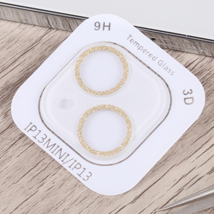 For iPhone 15 / 15 Plus Glitter Ring Tempered Glass Camera Lens Film(Gold) For iPhone 15 / 15 Plus Glitter Ring Tempered Glass Camera Lens Film(Gold)