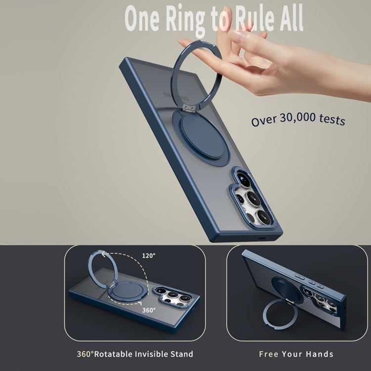 For Samsung Galaxy S23 Ultra 5G 360-degree Rotating MagSafe Magnetic Holder Phone Case(Navy Blue)