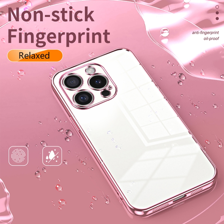 For iPhone 16 Pro Transparent Plating Fine Hole Phone Case(Black) For iPhone 16 Pro Transparent Plating Fine Hole Phone Case(Black)