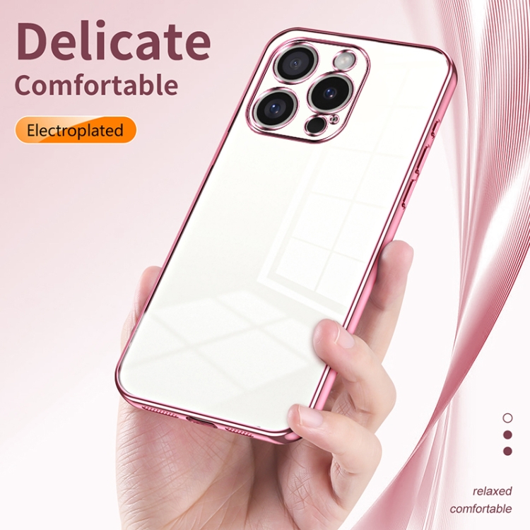 For iPhone 16 Pro Transparent Plating Fine Hole Phone Case(Black) For iPhone 16 Pro Transparent Plating Fine Hole Phone Case(Black)