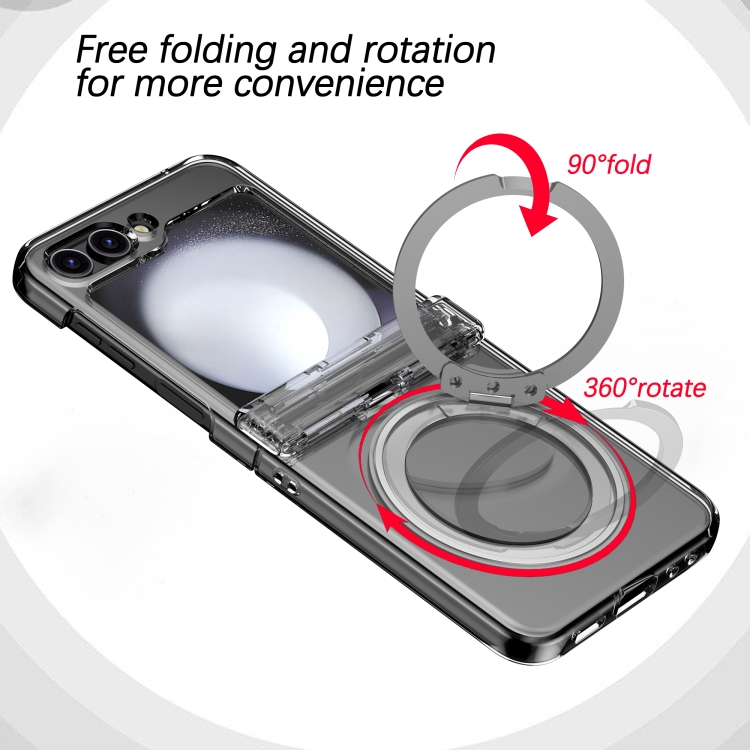 For Samsung Galaxy Z Flip6 5G 360 Degree Stand MagSafe Magnetic All-inclusive Phone Case(Transparent) For Samsung Galaxy Z Flip6 5G 360 Degree Stand MagSafe Magnetic All-inclusive Phone Case(Transparent)