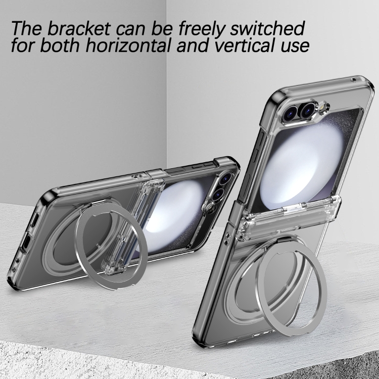 For Samsung Galaxy Z Flip6 5G 360 Degree Stand MagSafe Magnetic All-inclusive Phone Case(Transparent) For Samsung Galaxy Z Flip6 5G 360 Degree Stand MagSafe Magnetic All-inclusive Phone Case(Transparent)