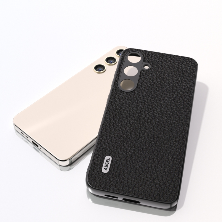 For Samsung Galaxy S24+ 5G ABEEL Genuine Leather Litchi Texture Phone Case(Black)