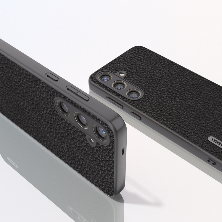 For Samsung Galaxy S24+ 5G ABEEL Genuine Leather Litchi Texture Phone Case(Black)