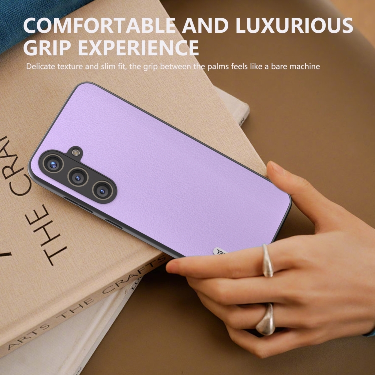 For Samsung Galaxy S24+ 5G ABEEL Ecological Leather Shockproof PU Phone Case(Purple) For Samsung Galaxy S24+ 5G ABEEL Ecological Leather Shockproof PU Phone Case(Purple)