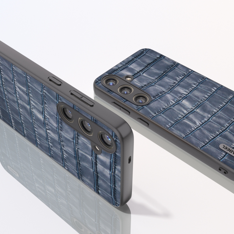 For Samsung Galaxy S24+ 5G ABEEL Crocodile Texture Genuine Leather Phone Case(Blue) For Samsung Galaxy S24+ 5G ABEEL Crocodile Texture Genuine Leather Phone Case(Blue)