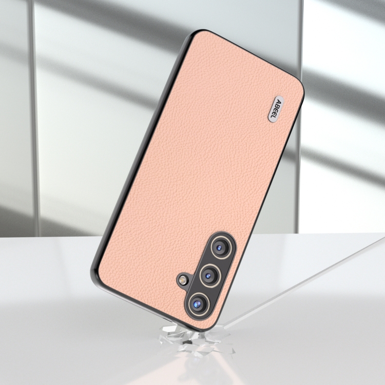 For Samsung Galaxy S24+ 5G ABEEL Genuine Leather + PC Litchi Texture Phone Case(Pink Gold) For Samsung Galaxy S24+ 5G ABEEL Genuine Leather + PC Litchi Texture Phone Case(Pink Gold)