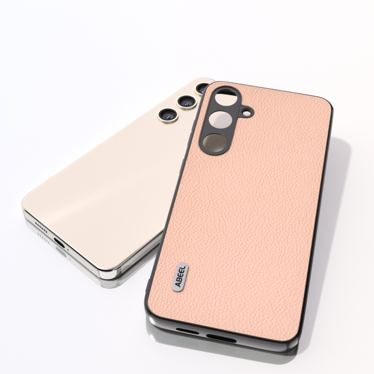 For Samsung Galaxy S24+ 5G ABEEL Genuine Leather + PC Litchi Texture Phone Case(Pink Gold) For Samsung Galaxy S24+ 5G ABEEL Genuine Leather + PC Litchi Texture Phone Case(Pink Gold)