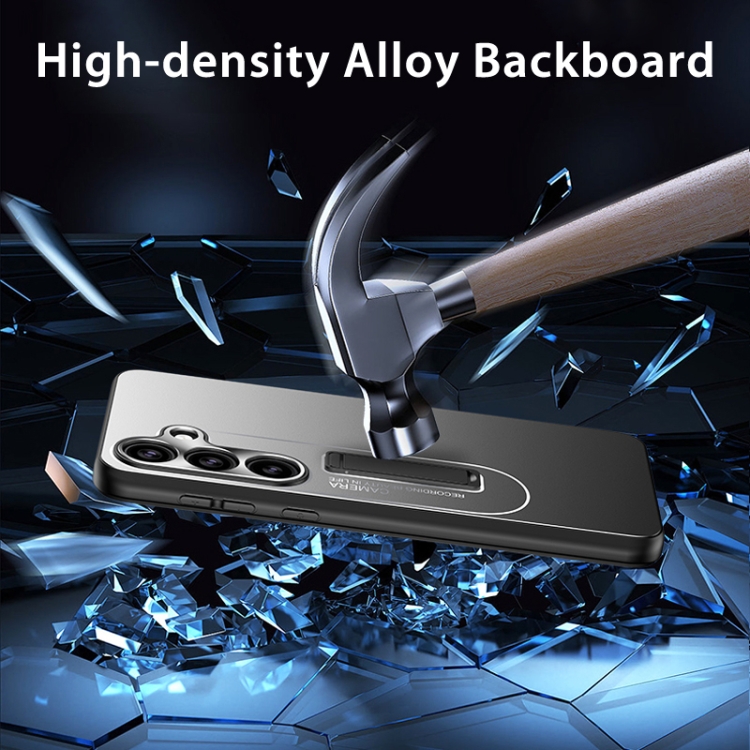 For Samsung Galaxy S24 Ultra 5G Frosted Metal Hybrid TPU Holder Phone Case(Black) For Samsung Galaxy S24 Ultra 5G Frosted Metal Hybrid TPU Holder Phone Case(Black)