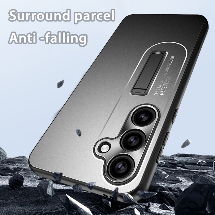 For Samsung Galaxy S24 Ultra 5G Frosted Metal Hybrid TPU Holder Phone Case(Black) For Samsung Galaxy S24 Ultra 5G Frosted Metal Hybrid TPU Holder Phone Case(Black)