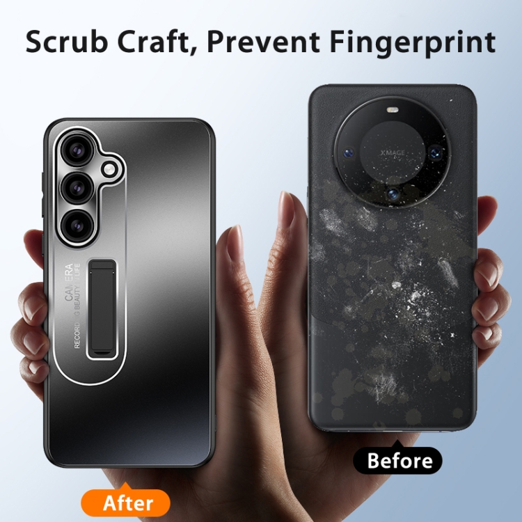 For Samsung Galaxy S24 Ultra 5G Frosted Metal Hybrid TPU Holder Phone Case(Black) For Samsung Galaxy S24 Ultra 5G Frosted Metal Hybrid TPU Holder Phone Case(Black)