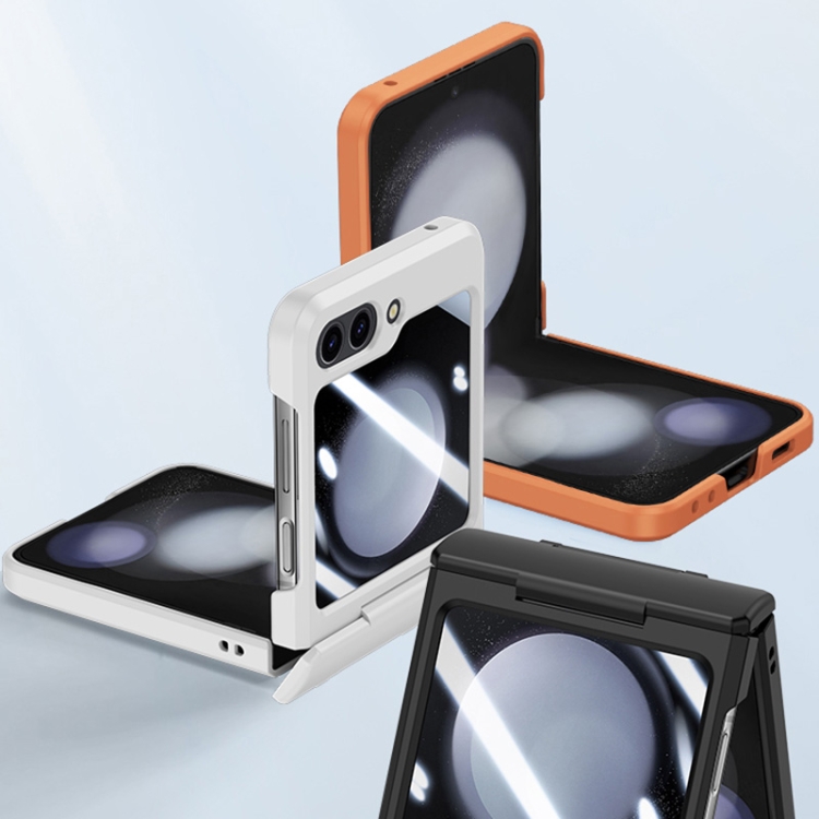 For Samsung Galaxy Z Flip5 5G PC Skin Feel Integrated Foldable Mid Shaft Phone Case(Transparent)
