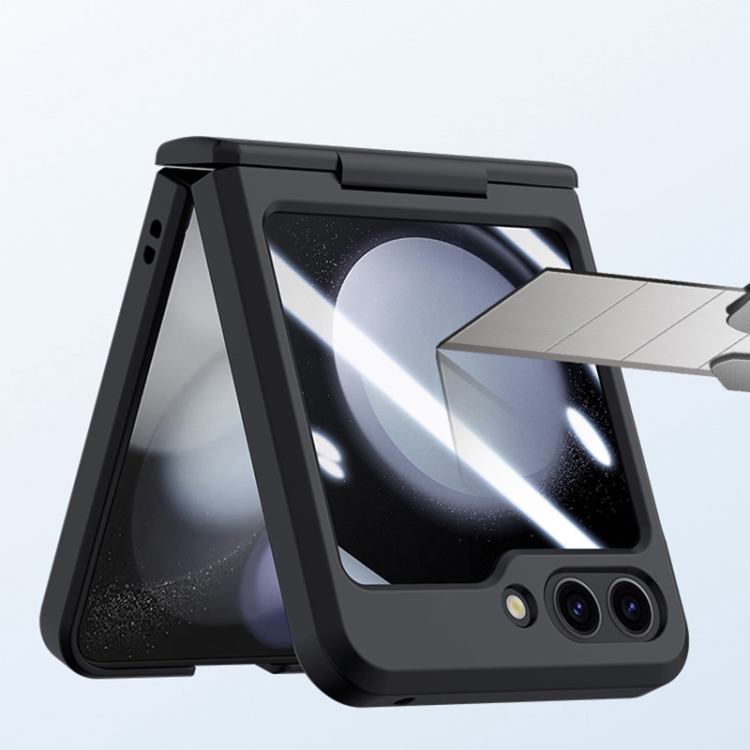 For Samsung Galaxy Z Flip5 5G PC Skin Feel Integrated Foldable Mid Shaft Phone Case(Transparent)