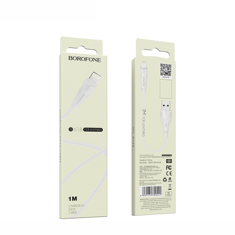 Borofone BX18 2A Max Output USB to 8 Pin Optimal Charging Data Cable, Cable Length:1m(White) Borofone BX18 2A Max Output USB to 8 Pin Optimal Charging Data Cable, Cable Length:1m(White)