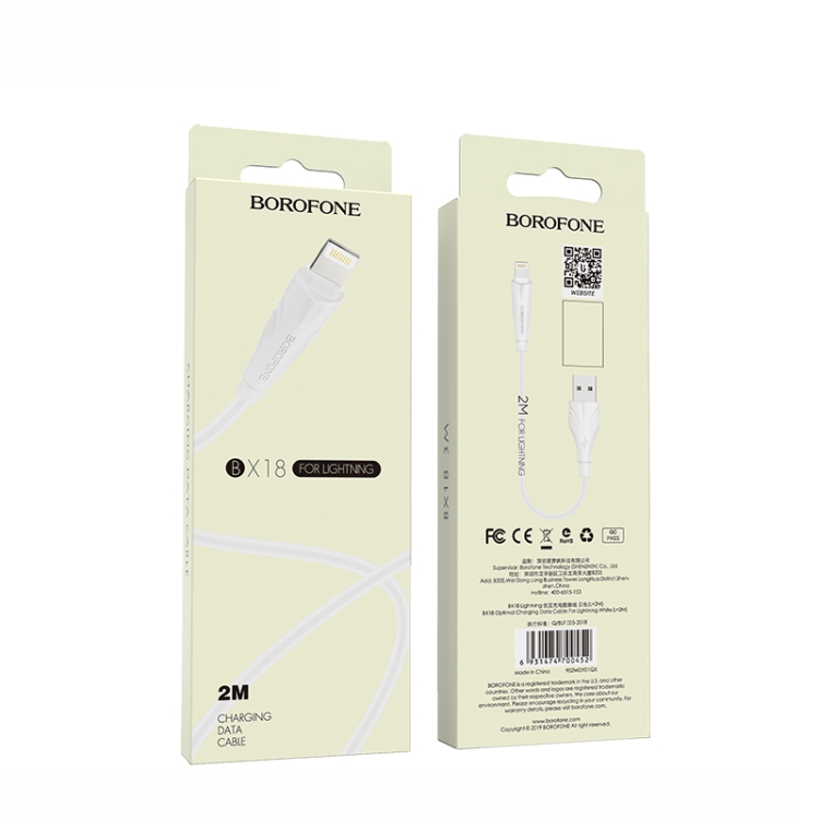 Borofone BX18 1.6A Max Output USB to 8 Pin Optimal Charging Data Cable, Cable Length:2m(White) Borofone BX18 1.6A Max Output USB to 8 Pin Optimal Charging Data Cable, Cable Length:2m(White)