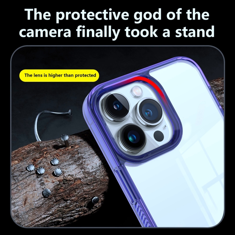 For iPhone 13 Pro Max 2.5mm Anti-slip Clear Acrylic Hybrid TPU Phone Case(Deep Purple)