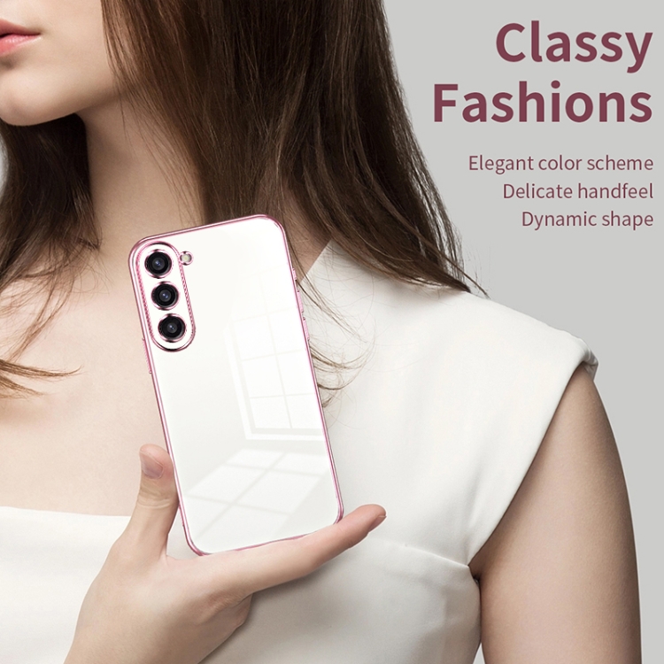 For Samsung Galaxy S23+ 5G Transparent Plating Fine Hole Phone Case(Purple)