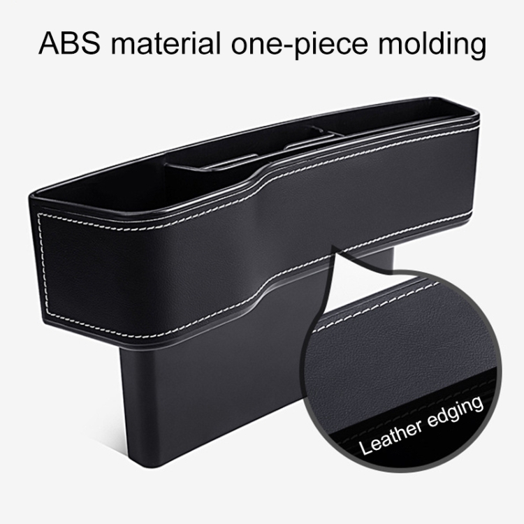 Caja de consola multifuncional para automóvil Portavasos Caja de almacenamiento lateral con espacio para el asiento, Estilo de cuero, Color: Negro (Asiento del pasajero delantero) - 3