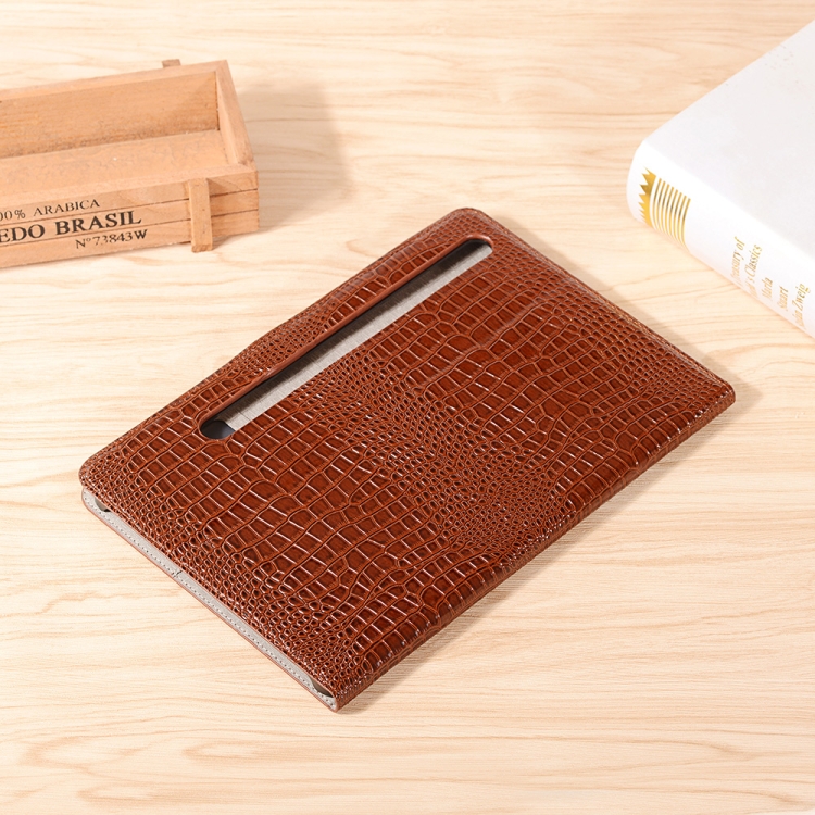 For Samsung Galaxy Tab S9 Crocodile Texture Leather Tablet Case(Brown) For Samsung Galaxy Tab S9 Crocodile Texture Leather Tablet Case(Brown)