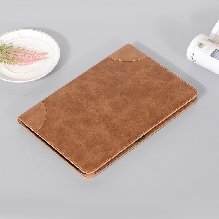 Para Samsung Galaxy Tab S9 Funda de cuero para tableta Retro Book (marrón claro) - 1