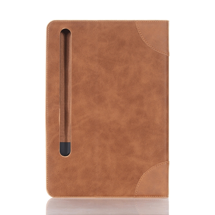 Para Samsung Galaxy Tab S9 Funda de cuero para tableta Retro Book (marrón claro) - 3