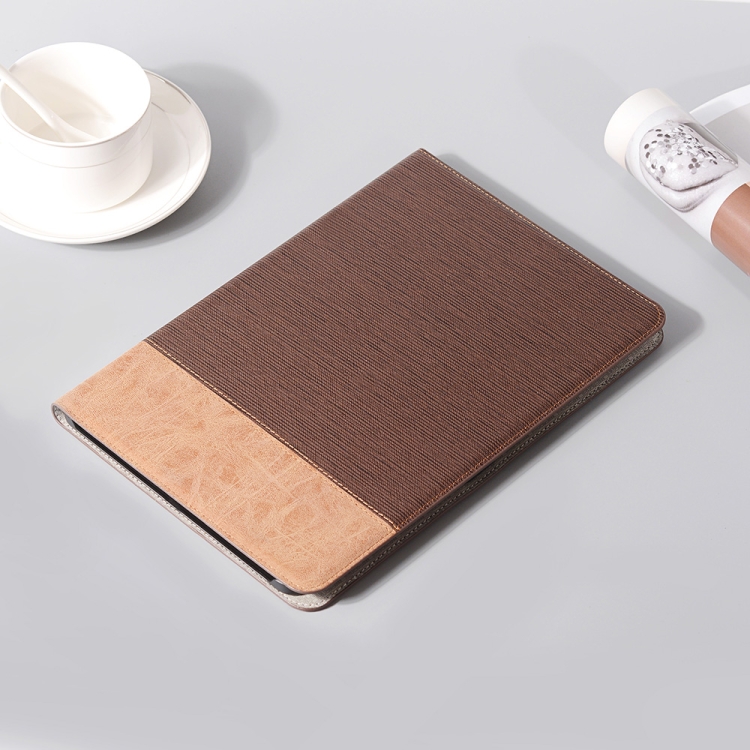 Para Samsung Galaxy Tab S9 Funda para tableta de cuero con costuras cruzadas (marrón oscuro) - 1