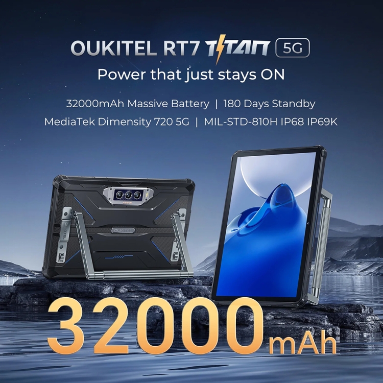 Entrepôt HK] Tablette robuste OUKITEL RT7 TITAN 5G réseau IP68/IP69K, 12 Go  + 256 Go, 10,1 pouces Android 13 MediaTek Dimensity 720 Octa Core prise en  charge double SIM, prise UE (noir)