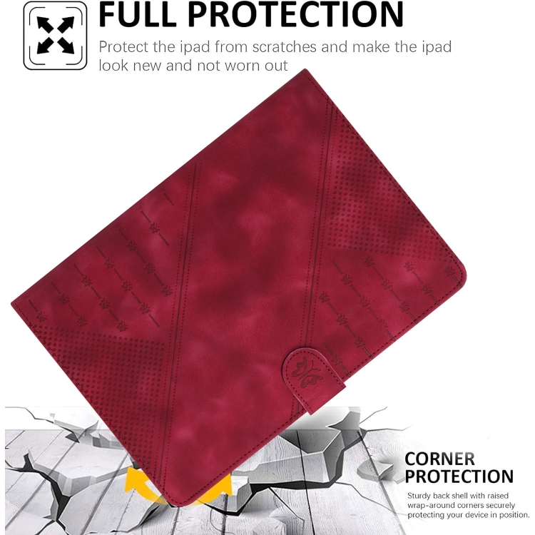 For iPad 9 / 8 / 7 / 6 / 5 YX Small Butterfly Embossed Smart Leather Tablet Case(Red) For iPad 9 / 8 / 7 / 6 / 5 YX Small Butterfly Embossed Smart Leather Tablet Case(Red)