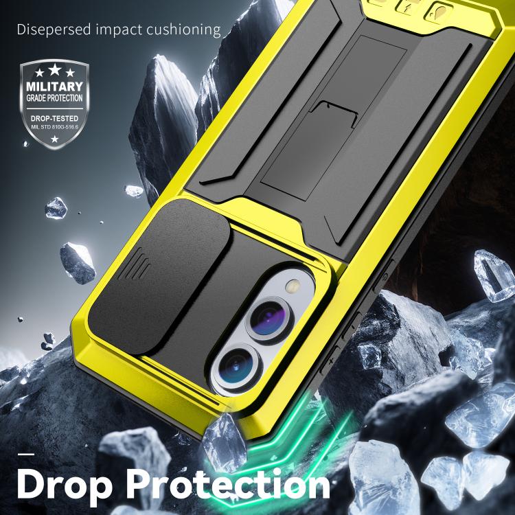 For Samsung Galaxy S25 Edge 5G R-JUST Sliding Camera Life Waterproof Holder Phone Case(Yellow)