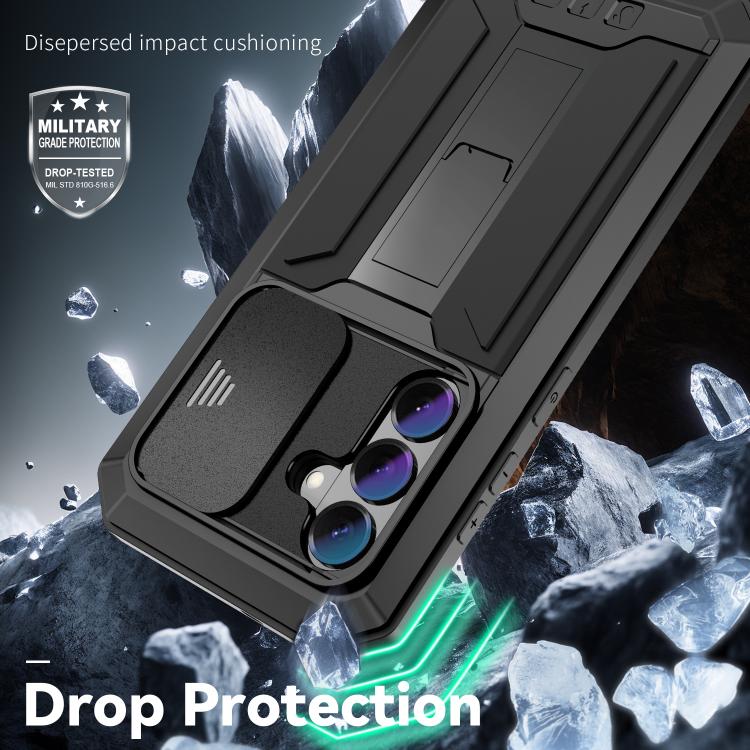 For Samsung Galaxy S26 5G R-JUST Sliding Camera Life Waterproof Holder Phone Case(Black)