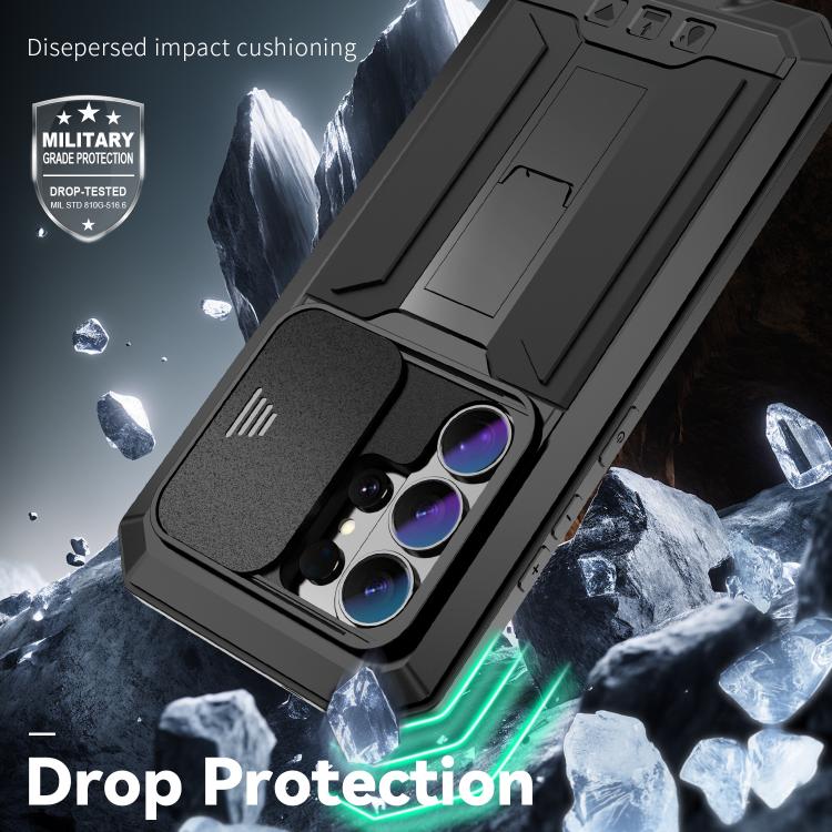 For Samsung Galaxy S26 Ultra 5G R-JUST Sliding Camera Life Waterproof Holder Phone Case(Black)