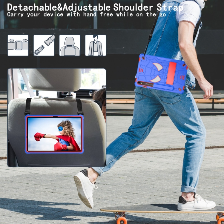 For Samsung Galaxy Tab S9 FE / S9 Fold-Holder Spider Silicone Hybrid PC Tablet Case(Blue Red) For Samsung Galaxy Tab S9 FE / S9 Fold-Holder Spider Silicone Hybrid PC Tablet Case(Blue Red)