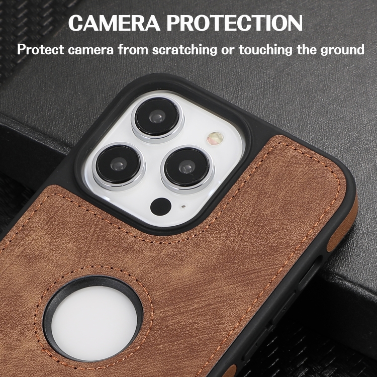 For iPhone 12 Pro Max Splicing Sewing Hollow Cutout PU Phone Case(Brown) For iPhone 12 Pro Max Splicing Sewing Hollow Cutout PU Phone Case(Brown)