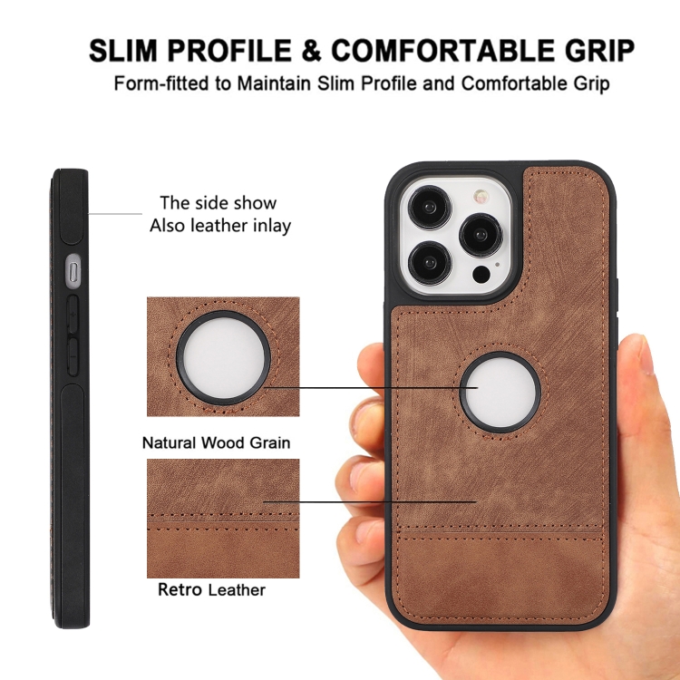 For iPhone 12 Pro Max Splicing Sewing Hollow Cutout PU Phone Case(Brown) For iPhone 12 Pro Max Splicing Sewing Hollow Cutout PU Phone Case(Brown)