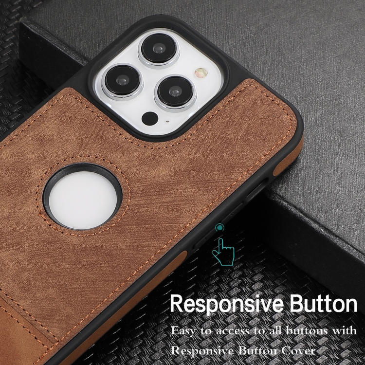 For iPhone 12 Pro Max Splicing Sewing Hollow Cutout PU Phone Case(Brown) For iPhone 12 Pro Max Splicing Sewing Hollow Cutout PU Phone Case(Brown)