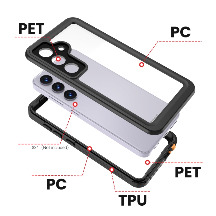 For Samsung Galaxy S24 5G RedPepper IP68 Waterproof Phone Case(Black) For Samsung Galaxy S24 5G RedPepper IP68 Waterproof Phone Case(Black)