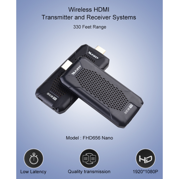 Measy FHD656 Nano 1080P HDMI 1.4 HD Audio Video Inalámbrico Doble Mini Transmisor Receptor Extensor Sistema de transmisión, Distancia de transmisión: 100 m, Enchufe de EE. UU. - 1