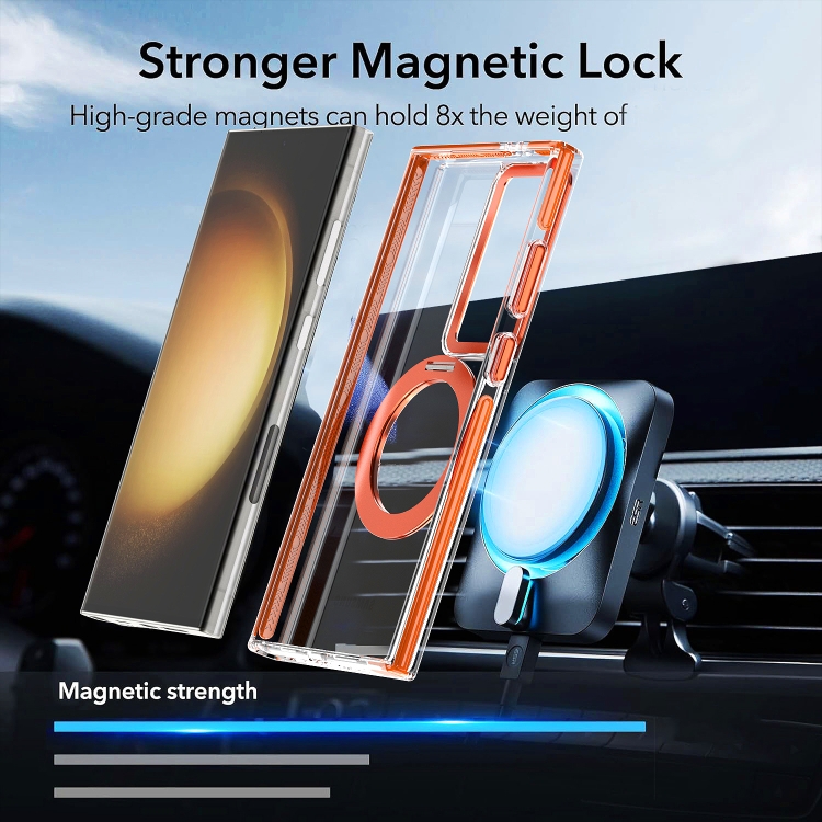 For Samsung Galaxy S24 Ultra 5G Magnetic 360 Degree Rotating Holder Phone Case(Orange) For Samsung Galaxy S24 Ultra 5G Magnetic 360 Degree Rotating Holder Phone Case(Orange)