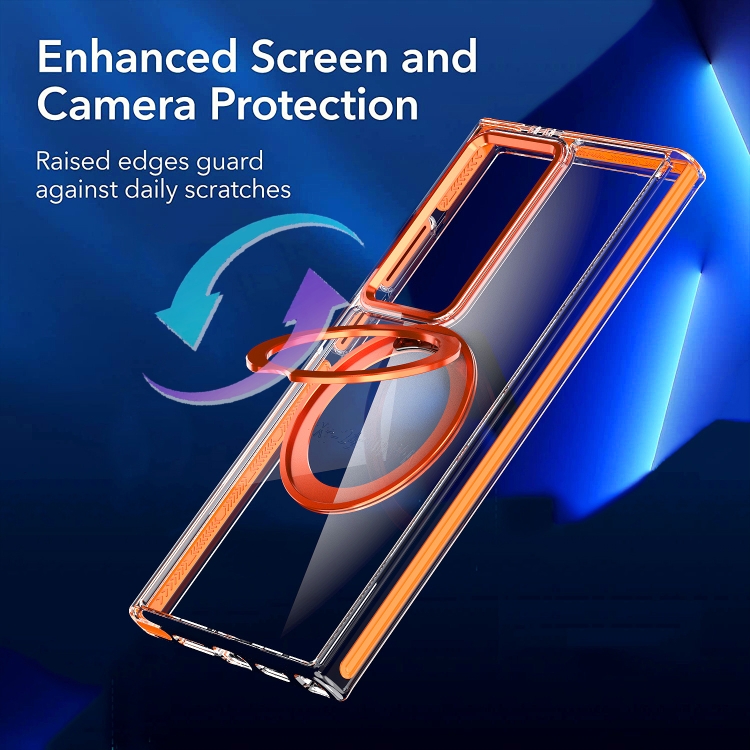For Samsung Galaxy S24 Ultra 5G Magnetic 360 Degree Rotating Holder Phone Case(Orange) For Samsung Galaxy S24 Ultra 5G Magnetic 360 Degree Rotating Holder Phone Case(Orange)