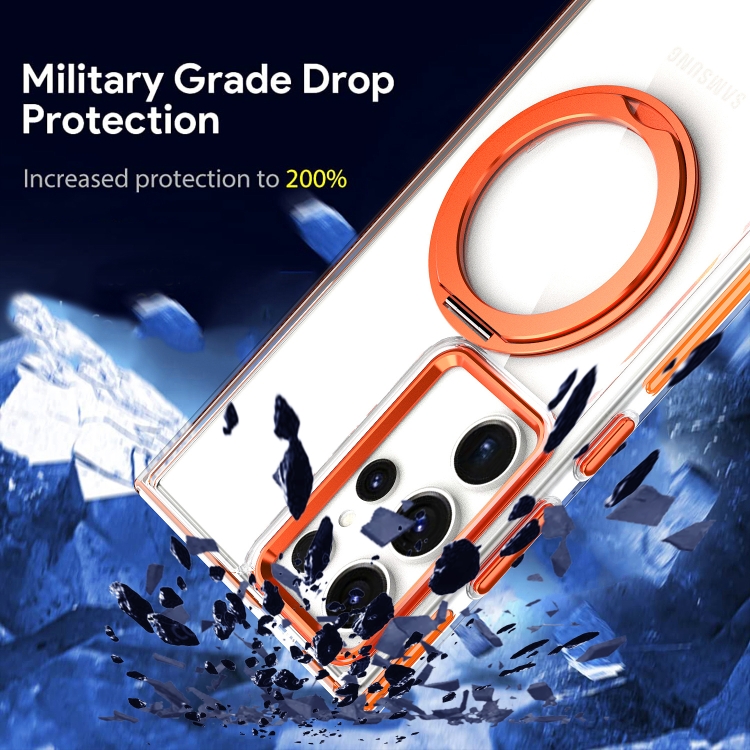 For Samsung Galaxy S24 Ultra 5G Magnetic 360 Degree Rotating Holder Phone Case(Orange) For Samsung Galaxy S24 Ultra 5G Magnetic 360 Degree Rotating Holder Phone Case(Orange)