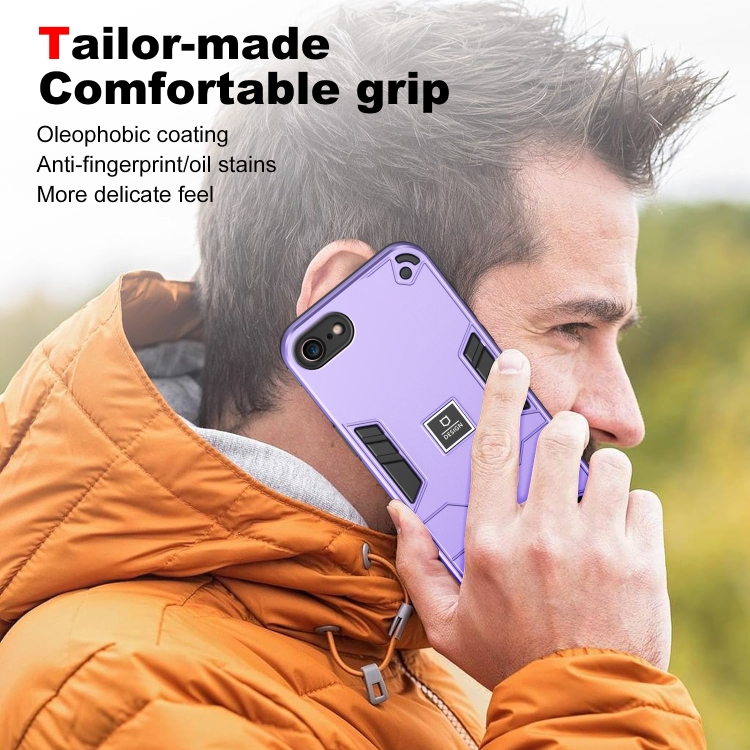 For iPhone SE 2022 / SE 2020 2 in 1 Shockproof Phone Case(Purple)