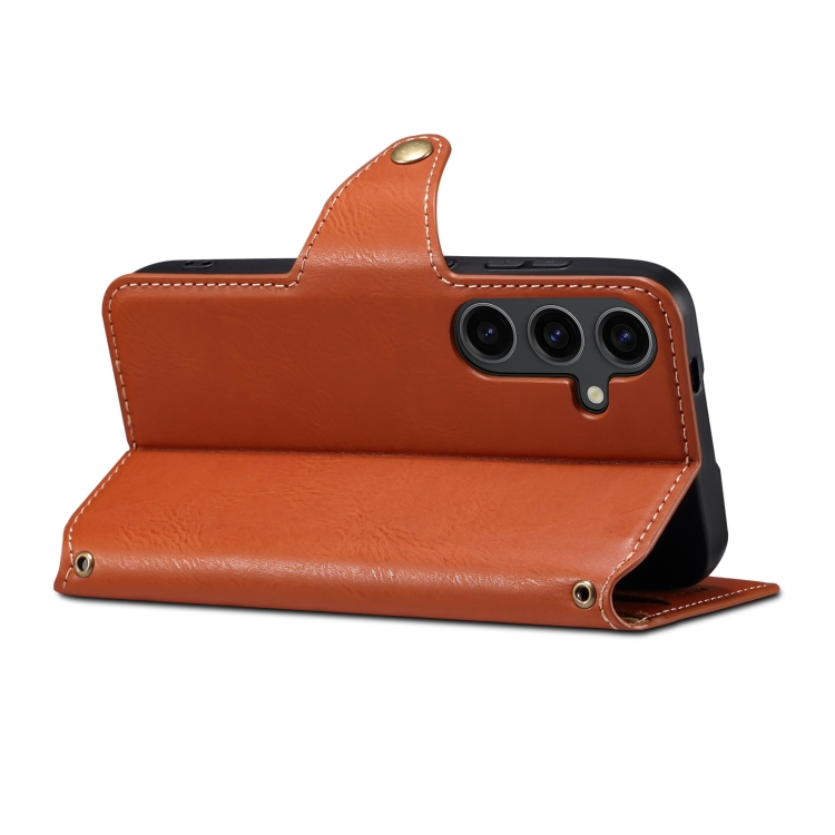 For Samsung Galaxy S23 5G Denior Cowhide Texture Wallet Style Leather Phone Case(Brown) For Samsung Galaxy S23 5G Denior Cowhide Texture Wallet Style Leather Phone Case(Brown)