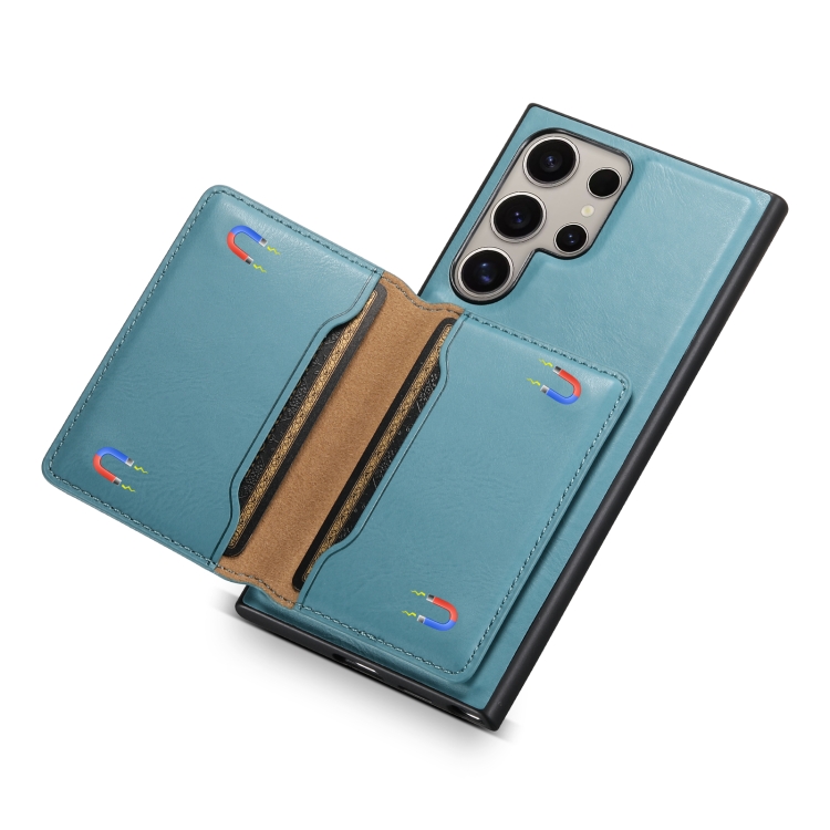 For Samsung Galaxy S24 Ultra 5G Denior Cowhide Texture Leather MagSafe Detachable Wallet Phone Case(Blue) For Samsung Galaxy S24 Ultra 5G Denior Cowhide Texture Leather MagSafe Detachable Wallet Phone Case(Blue)