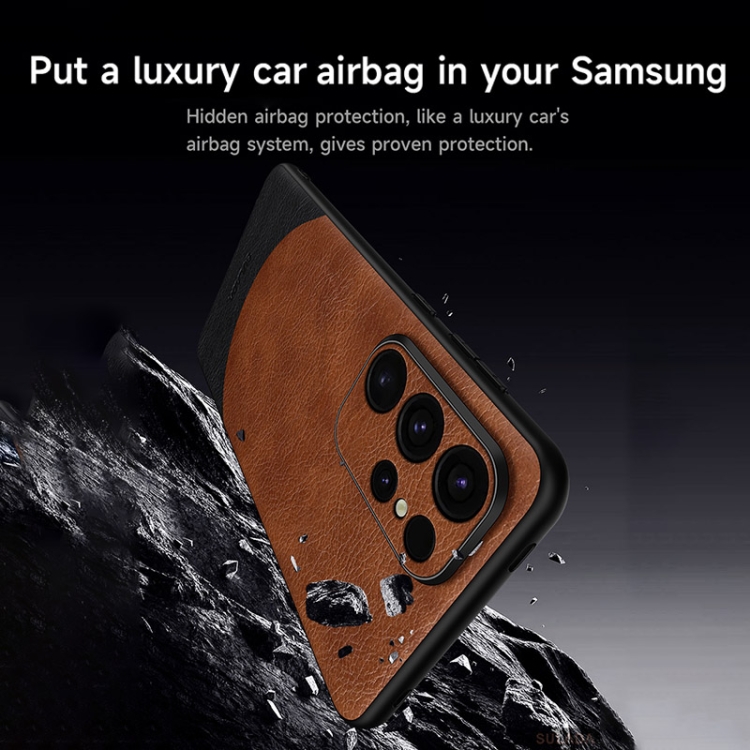 For Samsung Galaxy S24 Ultra 5G SULADA Stitching Leather MagSafe Magnetic  Phone Case(Orange)