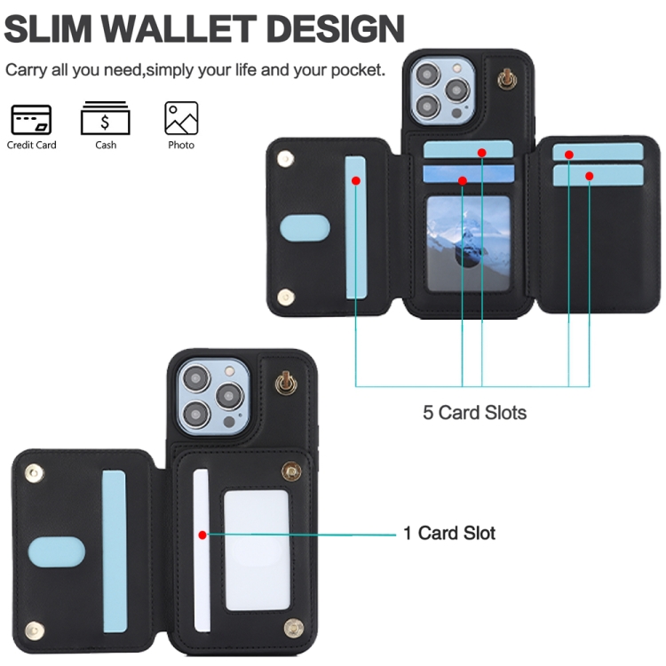 For iPhone 14 YM006 Skin Feel Zipper Card Bag Phone Case with Dual Lanyard(Black) For iPhone 14 YM006 Skin Feel Zipper Card Bag Phone Case with Dual Lanyard(Black)